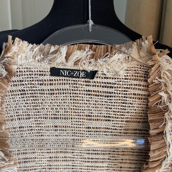 Nic+Zoe Iconic Cork Fringe Knit Jacket L - Picture 6 of 11